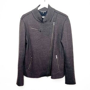 Eileen Fisher Boiled Merino Wool Moto Jacket in Brown